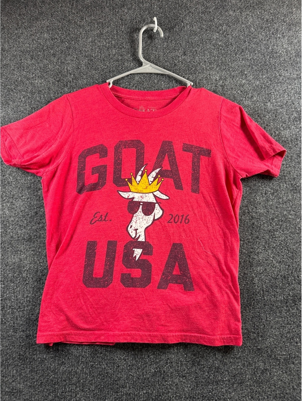 GOAT USA Graphic T Shirt Red Crown Goat Est 2016 Short Sleeve Youth